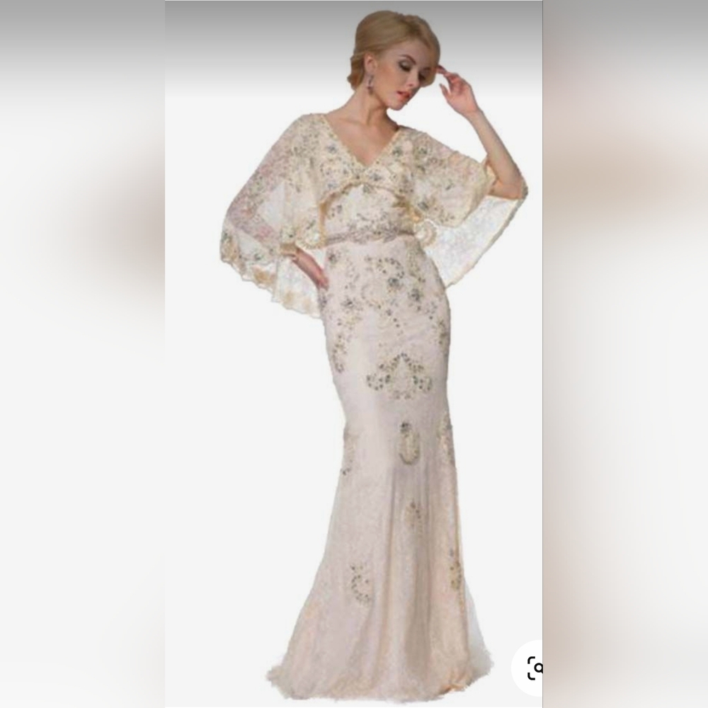 Foryoudress size medium, embroidered prom, wedding gown, mermaid style, lace